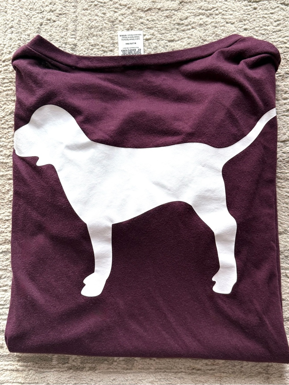 PINK Victoria's Secret Plum Crewneck with White Dog Silhouette